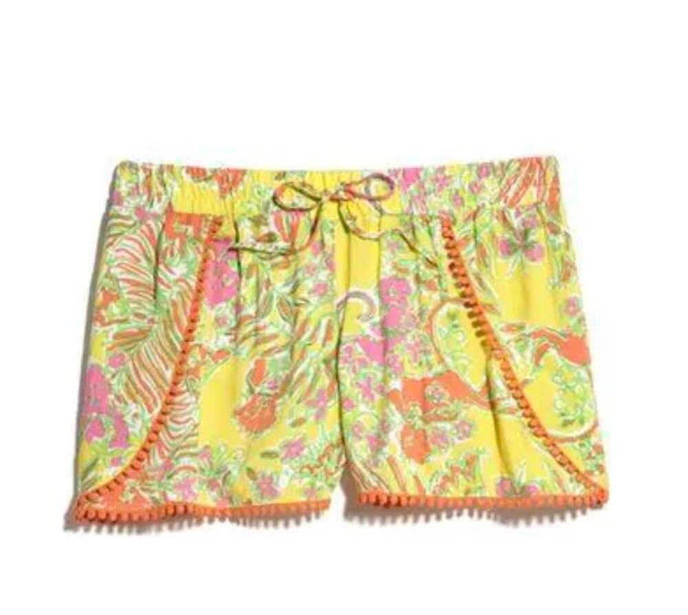 Lilly Pulitzer for Target "Happy Place" Challis Pom-Pom Shorts, Size XS